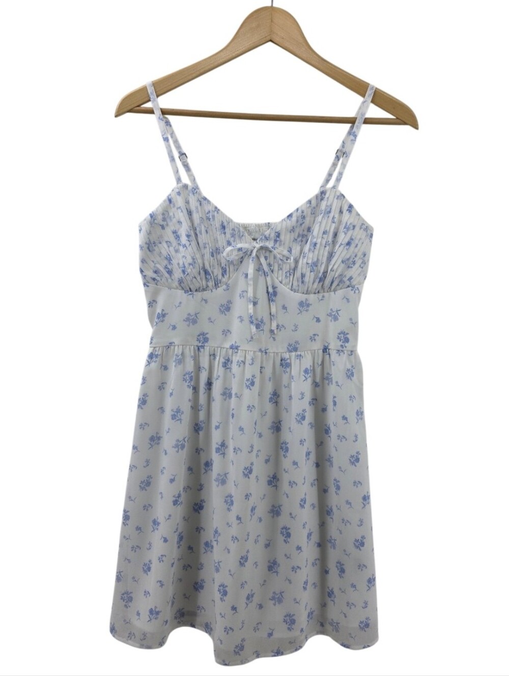 Hollister White Blue Floral Mini Dress Women's Size Small Flowy Lightweight